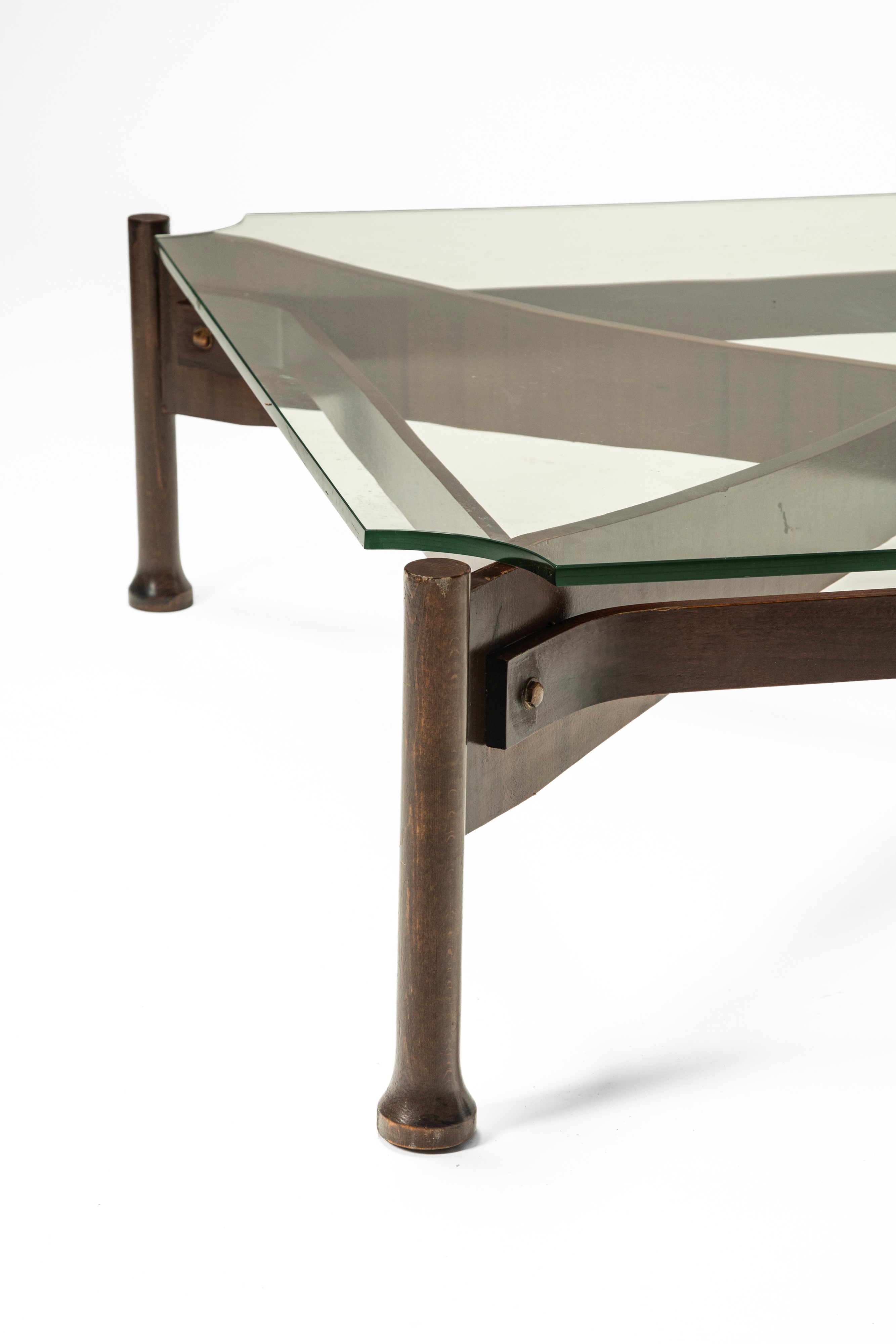 Antonio Scoccimarro - Tavolino in legno e cristallo, 1960 circa