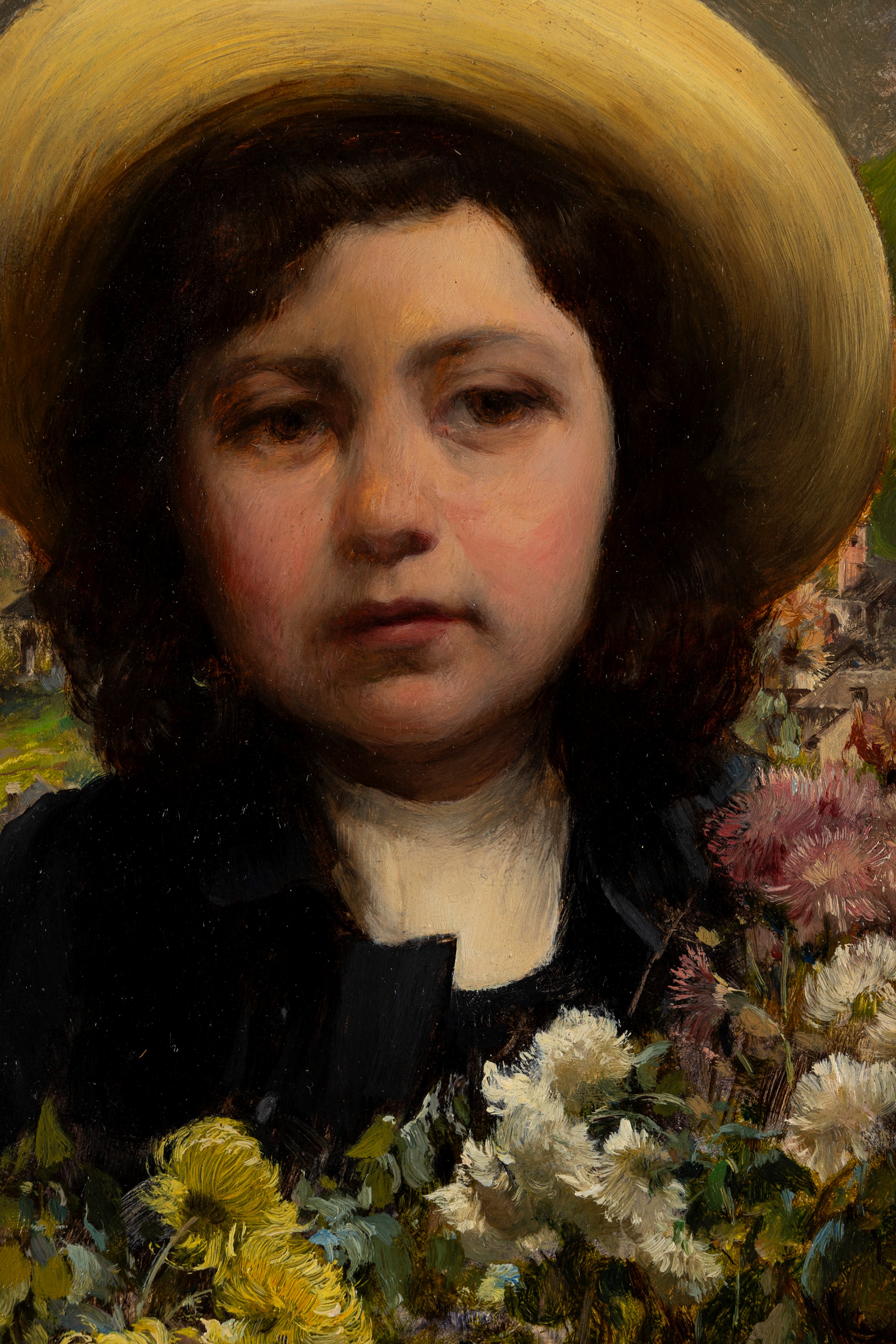 Vittorio Cavalleri - Ritratto di bambina con mazzo di fiori