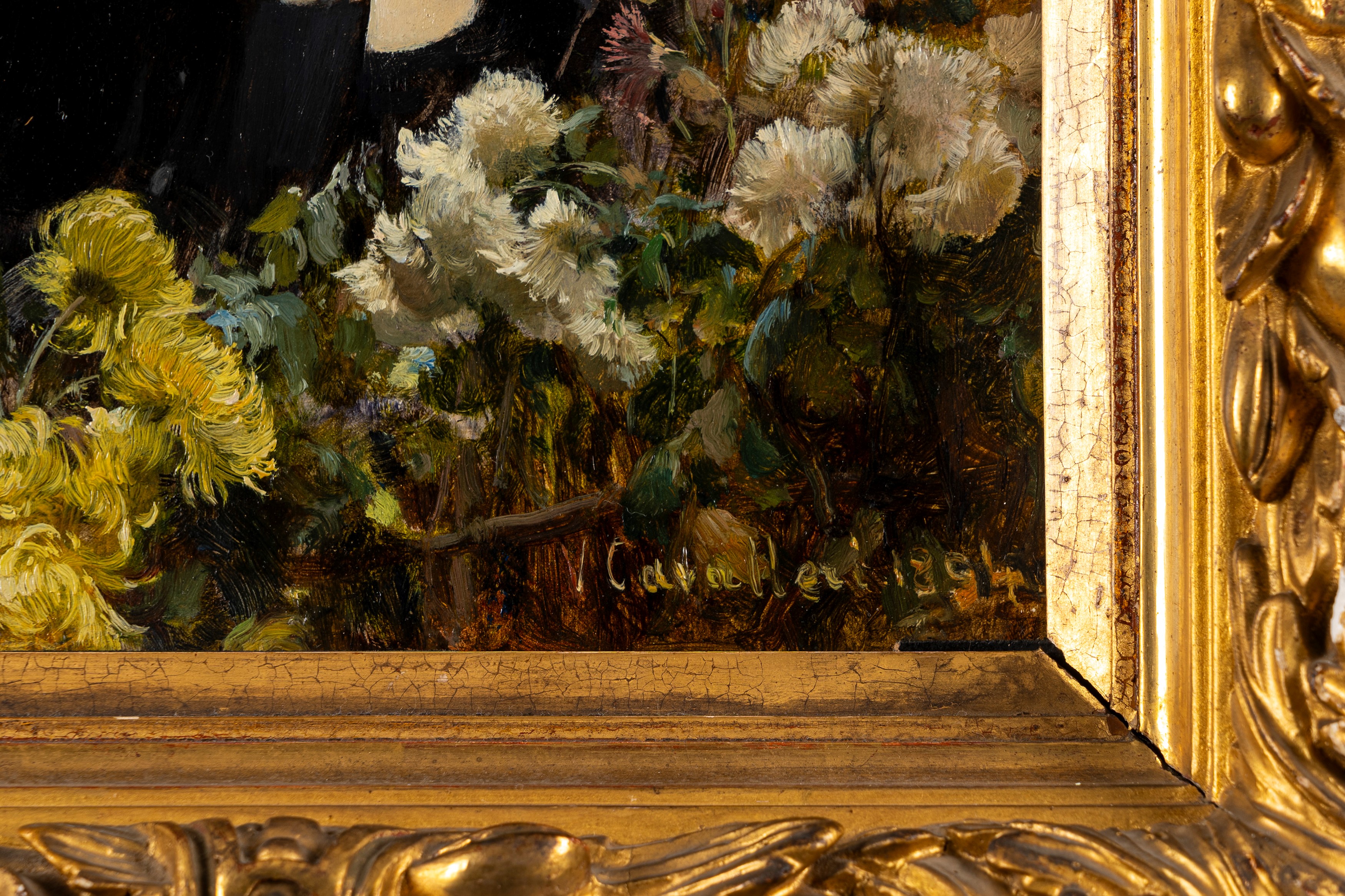 Vittorio Cavalleri - Ritratto di bambina con mazzo di fiori