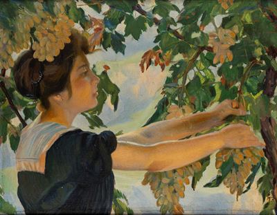 La vendemmiatrice, olio su tela