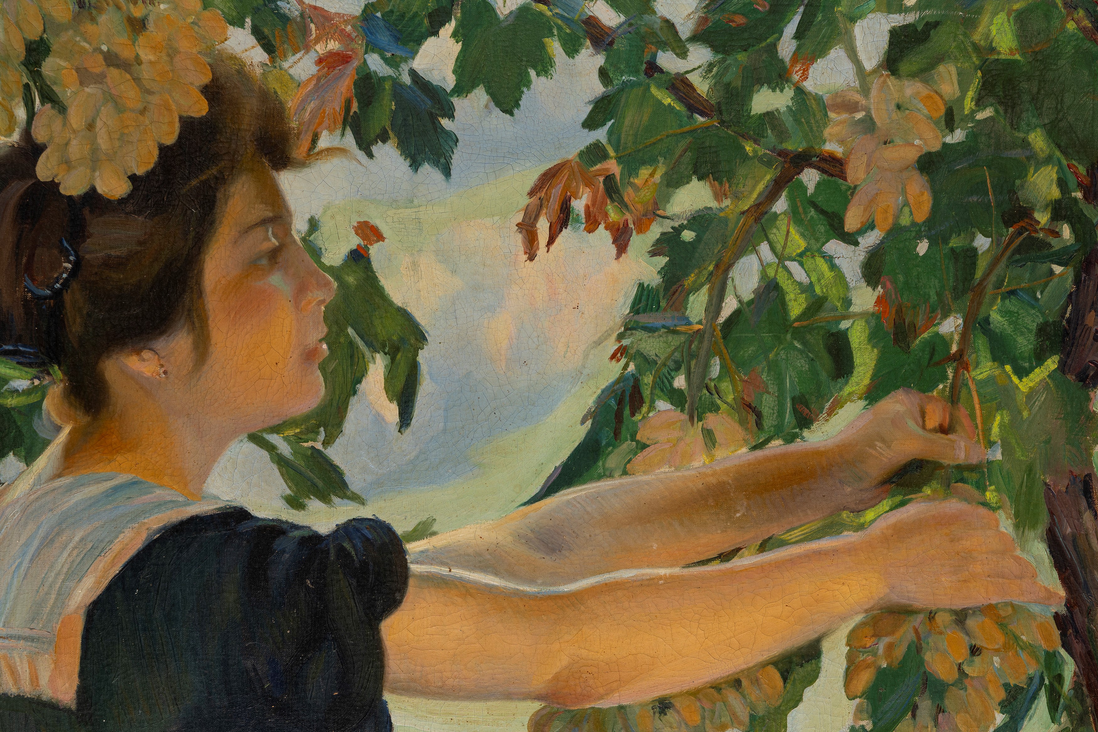 Luigi Gioli - La vendemmiatrice, olio su tela