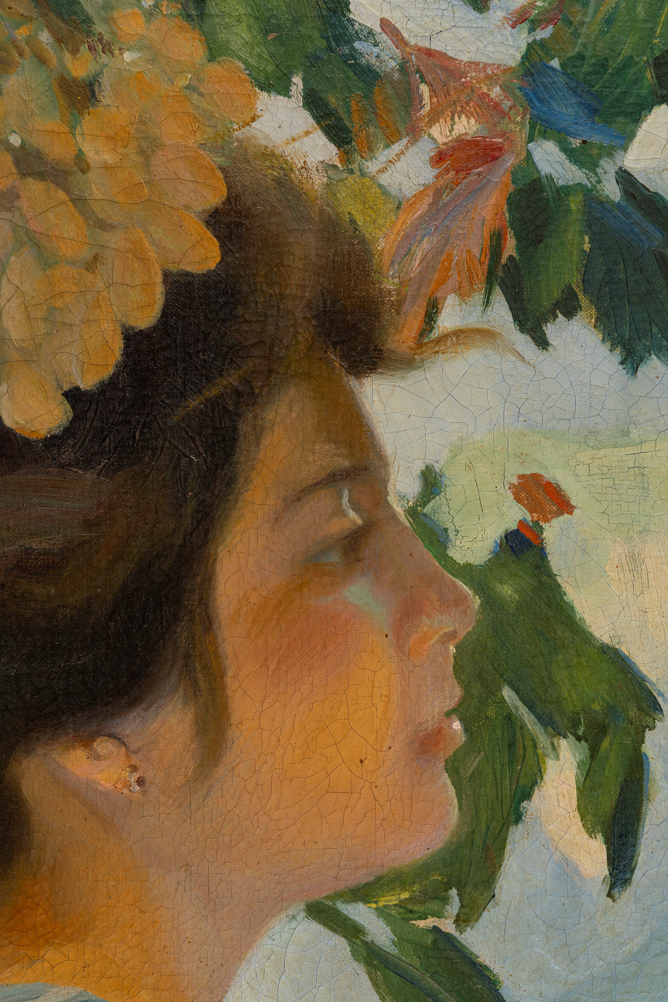 Luigi Gioli - La vendemmiatrice, olio su tela