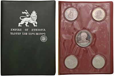 Haile Selassie I, Proof set numerato di 5 valori (1972), argento 925/1000