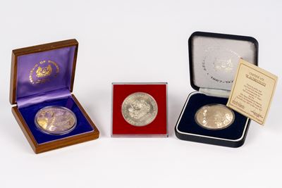 Lotto di tre monete da 10 Dollari statunitensi (1975-1978), argento 93,30 g