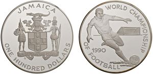 ELISABETTA II (1962 - 2022) - 100 Dollari PROOF 1990, in confezione originale.