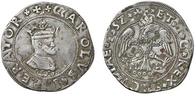Carlo V d’Asburgo, 4 tarì 1552, Messina (moneta in argento)