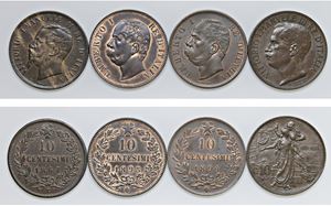 VARIOUS RULER'S - Lot of 4 10 cent coins (1867, 1893, 1894 and 1911), various mints.