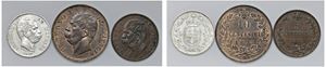 UMBERTO I (1878 - 1900) - Lotto di tre monete, varie date e zecche.