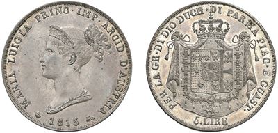 Maria Luigia (1815–1847), 5 lire 1815, Milano — argento