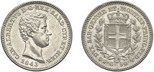 CARLO ALBERTO (1831 - 1849) - 50 centesimi 1843, Torino.
