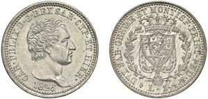 CARLO FELICE (1821 - 1831) - 1 Lira 1826, Torino.