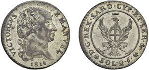 VITTORIO EMANUELE I (1802 - 1821) - 2,6 soldi 1814, Torino.