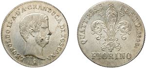 LEOPOLDO II D'ASBURGO LORENA (1824 - 1859) &ndash; Fiorino da 100 quattrini 1843, III tipo, Firenze.