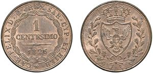 CARLO FELICE (1821 - 1831) - 1 Centesimo 1826, P in ovale, Torino.