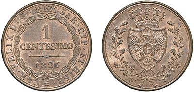 Carlo Felice, 1 Centesimo 1826, Rame, Torino
