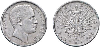 Vittorio Emanuele III, Due Lire 1904 “Aquila Sabauda”, argento