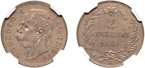 UMBERTO I (1878 - 1900) - 2 cents 1895, Rome.