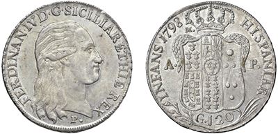 Ferdinando IV di Borbone, Piastra da 120 grana (1798, IX tipo), Napoli