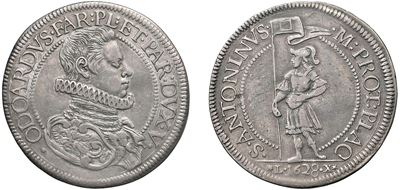 Odoardo Farnese (1622–1646), Scudo 1628, Piacenza (argento)