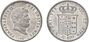 FERDINANDO II DI BORBONE (1830 - 1859) - Piastra da 120 grana 1857, VI tipo, Napoli.