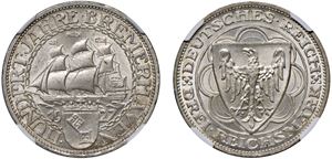 REPUBBLICA DI WEIMAR (1919 - 1933) - 3 marchi 1927 A, Berlino.