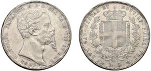 VITTORIO EMANUELE II, Re di Sardegna (1849 - 1861) - 5 Lire 1850, Genova.