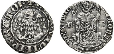 Franchino I Rusca (1327-1335), Grosso da 12 imperiali di Como, argento