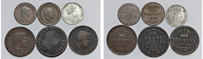 Varie autorità emittenti (XVIII-XIX secolo) — lotto di 6 monete, Napoli