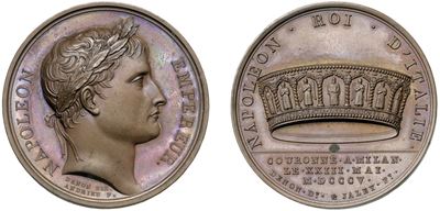 Napoleone I, Medaglia 1805 per l’incoronazione a Re d’Italia, Parigi, bronzo