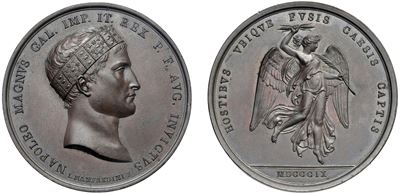Napoleone I, Re d’Italia, Medaglia 1809 in ricordo della battaglia di Wagram, bronzo