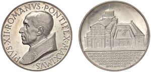 PIO XII, Eugenio Maria Pacelli (1939 - 1958) - Medaglia straordinaria 1952, "Consacrazione della nuova chiesa di S. Eugenio", Roma.