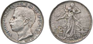 VITTORIO EMANUELE III (1900 - 1943) - 2 Lire 1911, "Cinquantenario", Roma.
