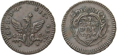 Ferdinando III di Borbone, Grano 1776, I tipo, Palermo