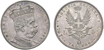 Umberto I, Colonia Eritrea, Tallero 1896 (Roma) — argento