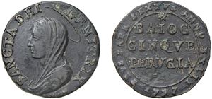 PIO VI, Giovanni Angelo Braschi (1775 - 1799) - 5 Baiocchi 1797, ribattuto su moneta da 2 baiocchi e mezzo, an. XXIII, Perugia.