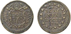 PIO VI, Giovanni Angelo Braschi (1775 - 1799) - Quattrino 1778, Bologna.