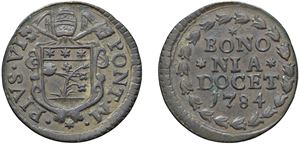 PIO VI, Giovanni Angelo Braschi (1775 - 1799) - Quattrino 1784, Bologna.