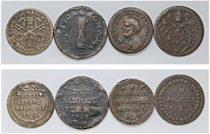 PIO VI E REPUBBLICA ROMANA (XVIII sec.) - Lotto di 4 monete, varie zecche.