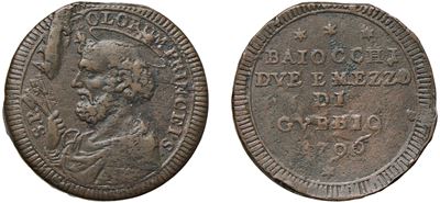 2 Baiocchi e mezzo 1796 (Gubbio) — moneta in rame