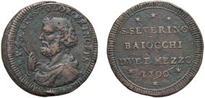 PIO VI, Giovanni Angelo Braschi (1775 - 1799) - 2 Baiocchi e mezzo 1796, San Severino.