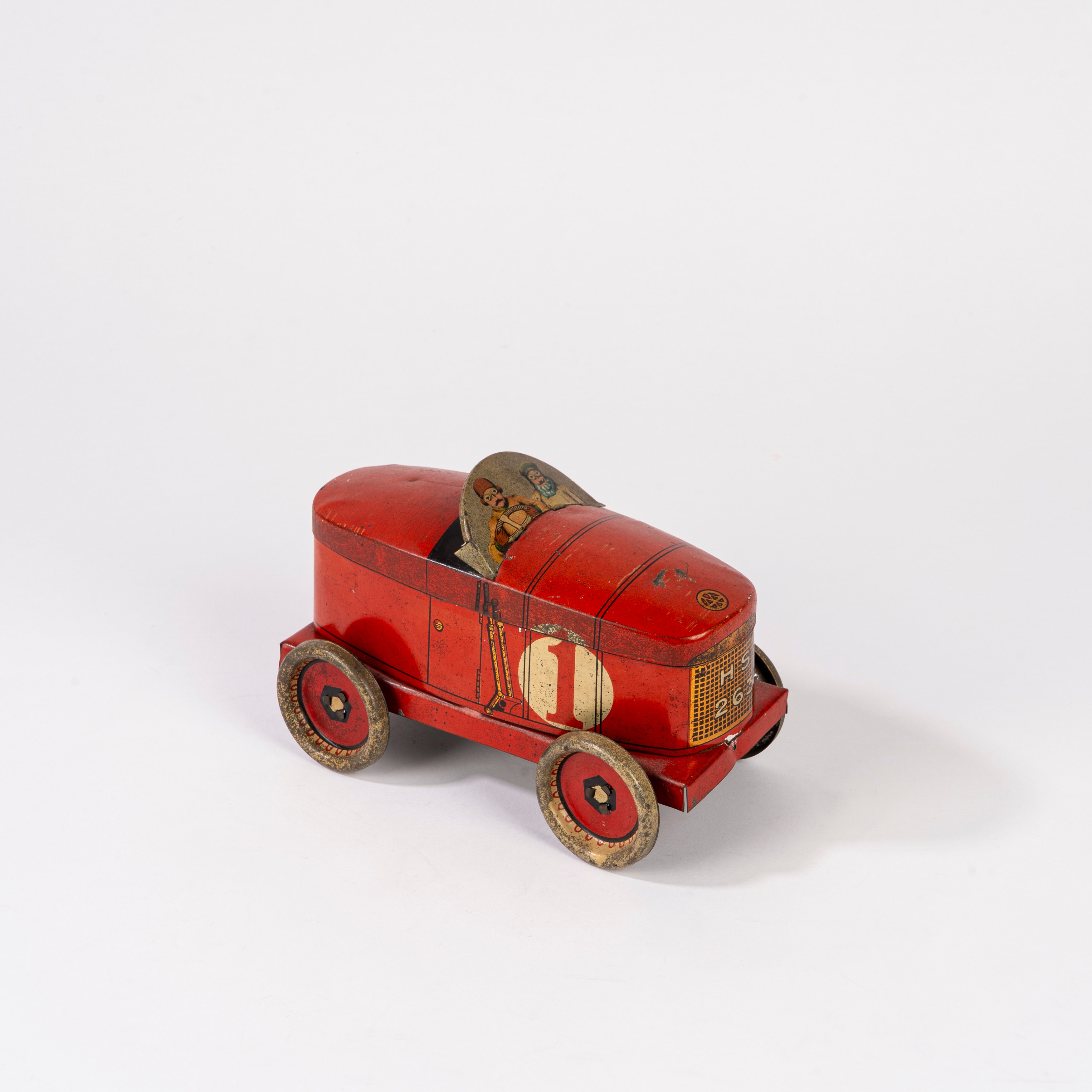De Andreis Marseille - Scatola a forma di auto da corsa, latta litografata (anni 1920)