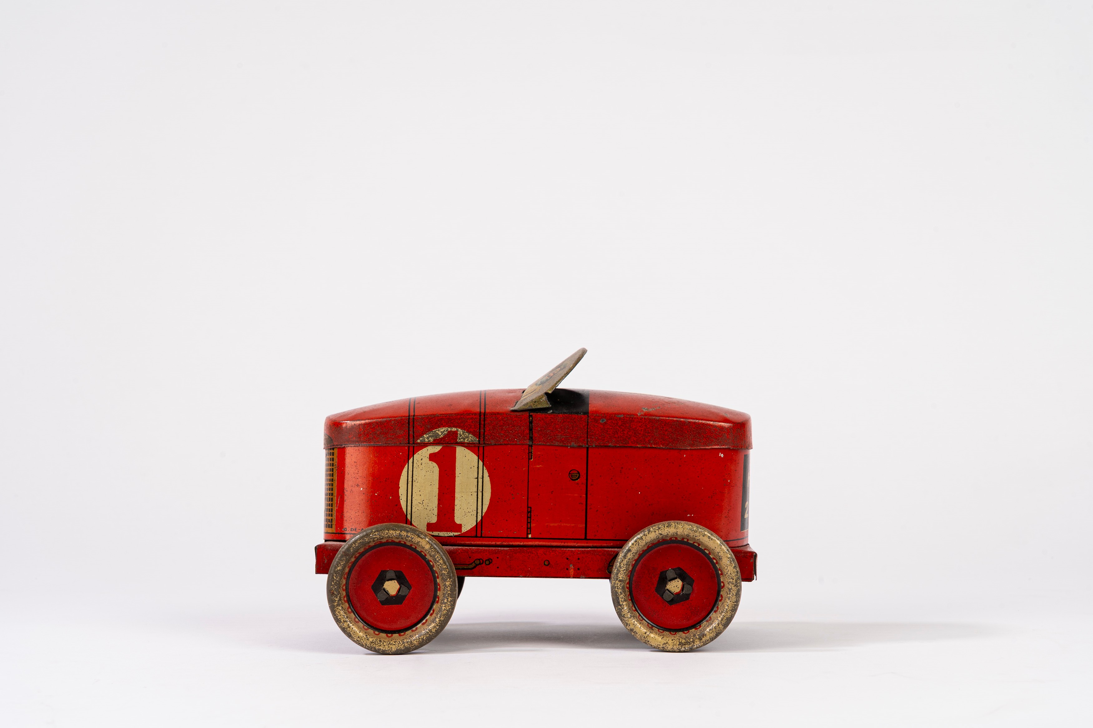 De Andreis Marseille - Scatola a forma di auto da corsa, latta litografata (anni 1920)