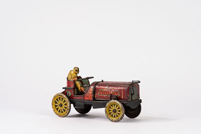Oggetto giocattolo d’autore anonimo, Auto corsa tipo Gordon Bennett, latta litografata con movime...