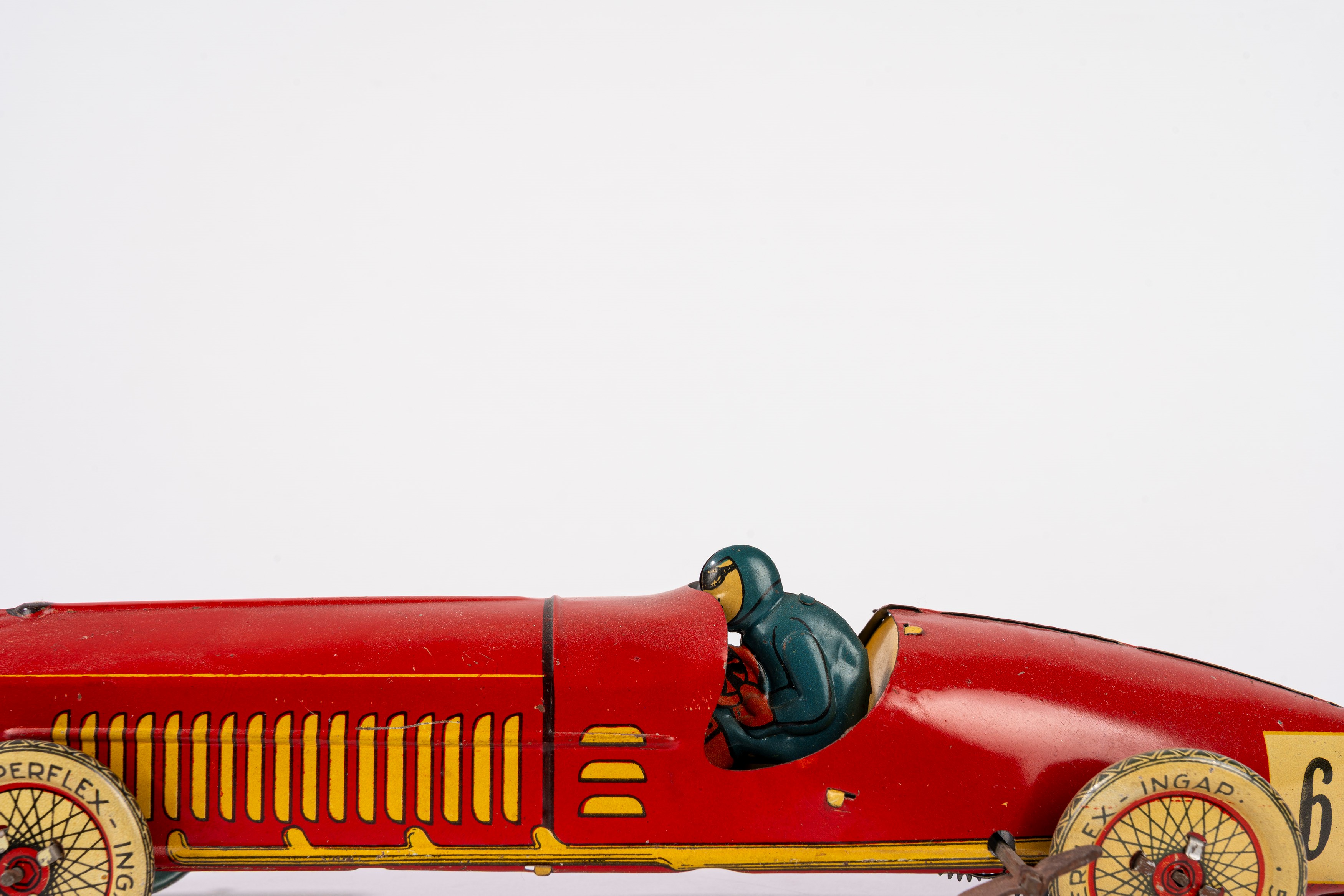 Ingap - Modello di auto da corsa Grand Prix, latta litografata con carica a molla (anni 1930)