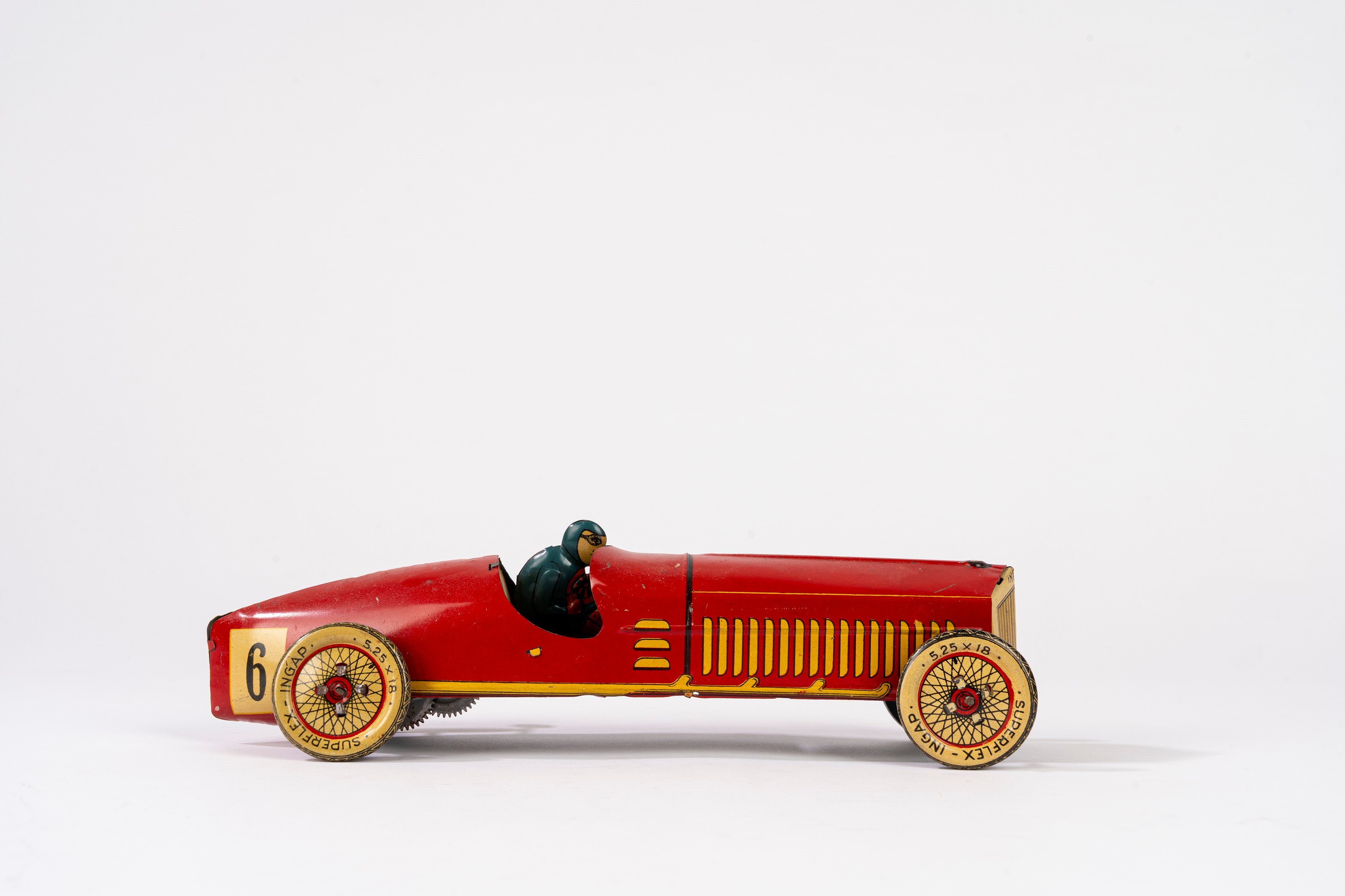 Ingap - Modello di auto da corsa Grand Prix, latta litografata con carica a molla (anni 1930)