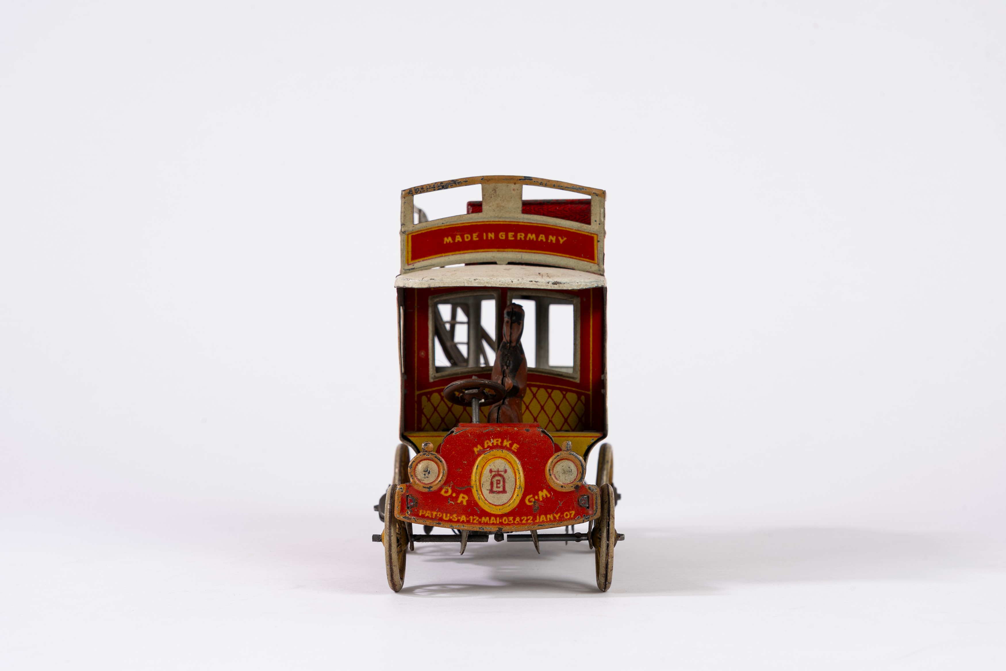 Lehmann - Autobus a due piani (Doubledecker bus) in latta litografata con meccanismo a carica a m...