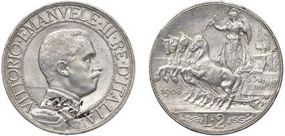 Vittorio Emanuele III, 2 Lire 1908 “Quadriga veloce”, Roma (argento)