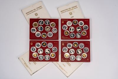 Lotto di 4 divisionali PROOF (1985-1986), Roma