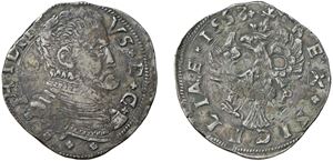 FILIPPO II D'ASBURGO (1556 - 1598) - 4 tar&igrave; 1558, Messina.