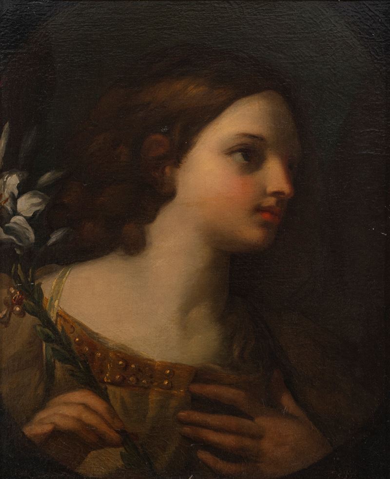 Scuola Romana, Secolo XVIII - Angelo annunciante, olio su tela